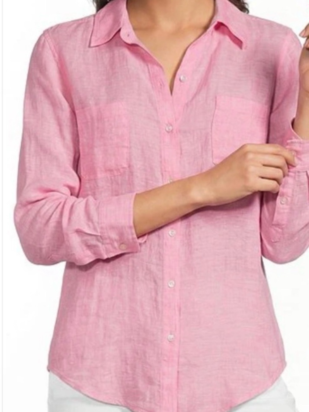 Lilly Pulitzer Light Pink Linen Button-Down Shirt